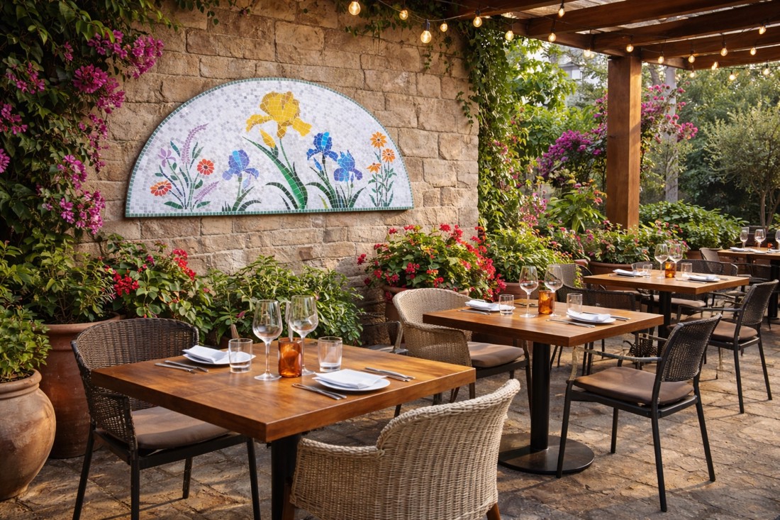 REKREDENC - Tablou mural cu mozaic floral � realizat manual, pentru exterior, 100 cm - arte vizuale și accesorii  - alte arte - Artynos.ro