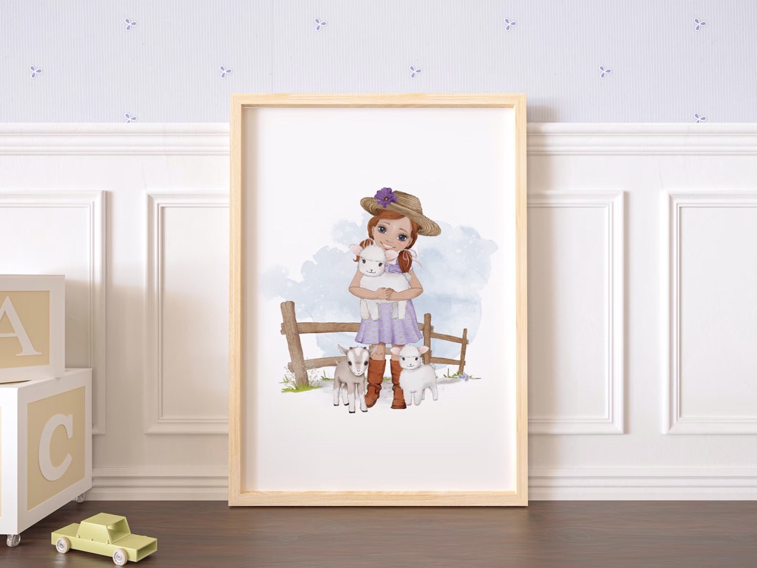 Viața la fermă, decorațiuni de perete, set poster cu monogramă, 3 bucăți -  - Artynos.ro