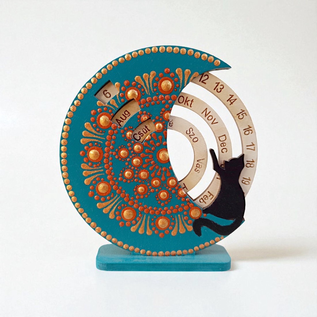 Calendar perpetuu Mini Kitty - turcoaz-roșu-auriu - casă & stil de viață - accesorii pentru decorat casa - decorațiuni de masă și decorațiuni pentru rafturi  - decorațiuni de masă - Artynos.ro