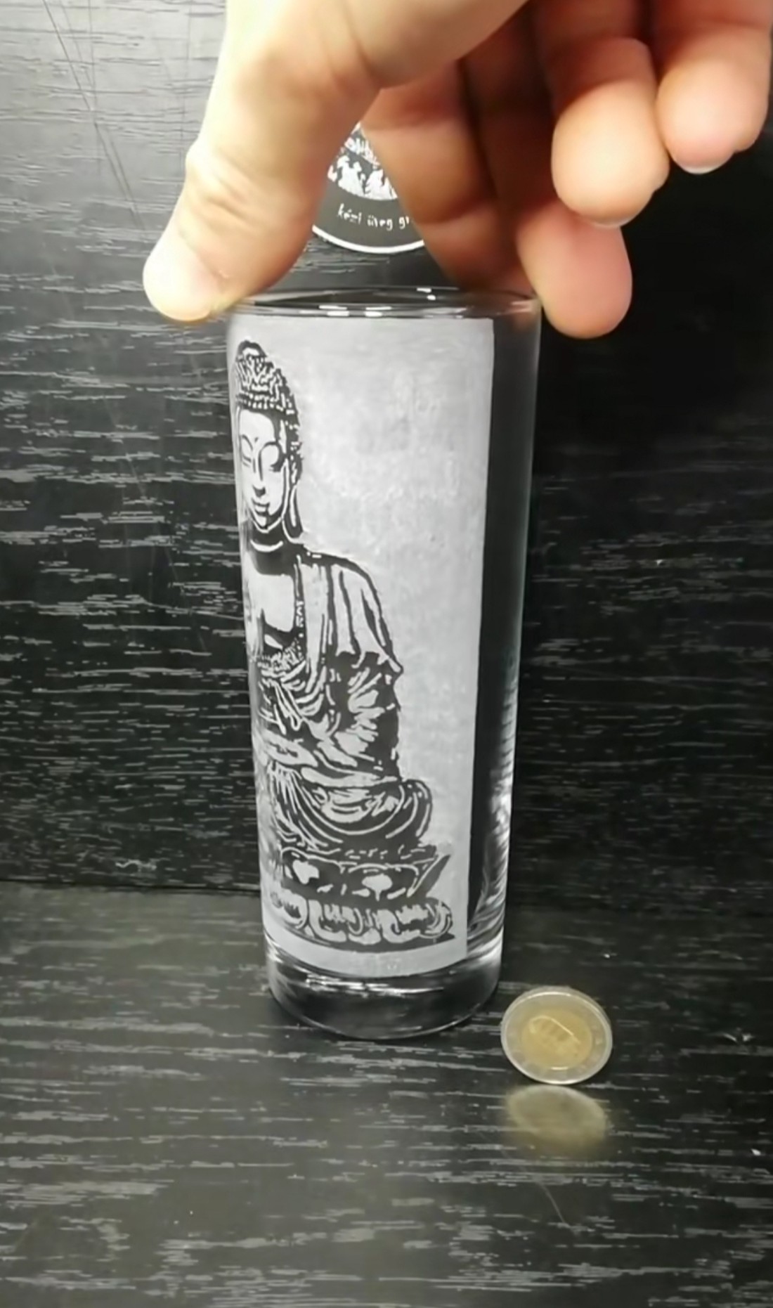 Pahar de sticlă cu model Buddha  -  - Artynos.ro