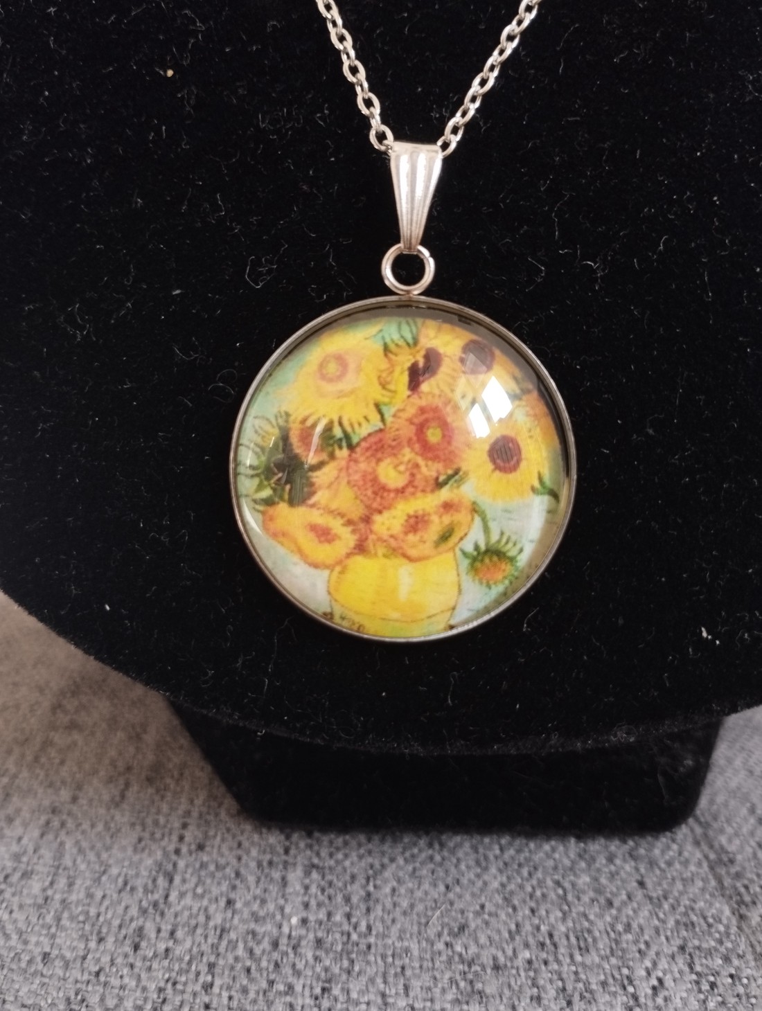 Colier din oțel medical cu lentile din sticlă și motiv Van Gogh -  - Artynos.ro
