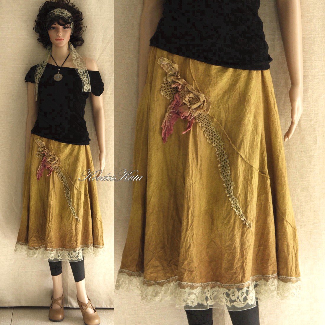 GAIA / primăvară - fustă cu design artistic - îmbrăcăminte și modă - haine damă - fustă damă - Artynos.ro