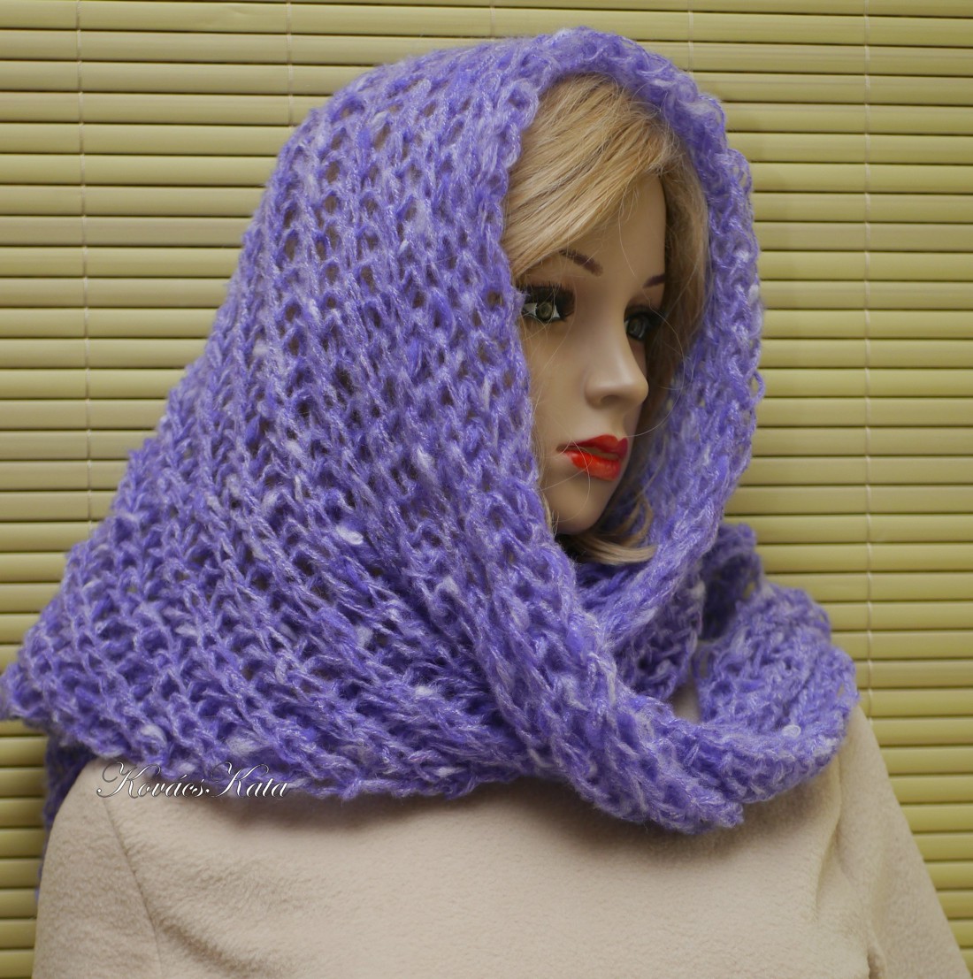 GIDA/ lavanda - șal tricotat manual la modă - îmbrăcăminte și modă - eșarfe, pălării, fularuri - șaluri - Artynos.ro