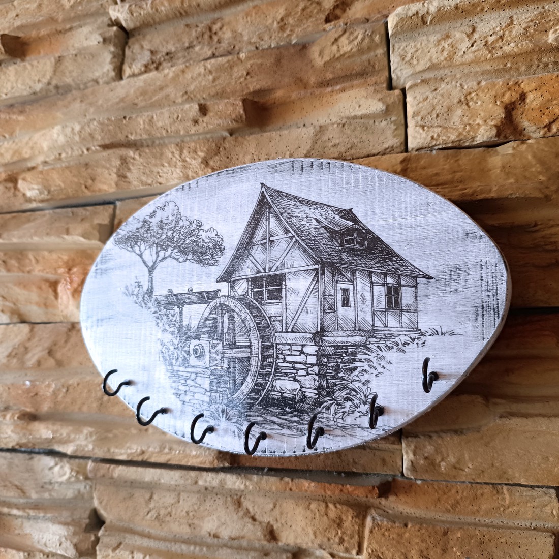 Breloc de perete în stil vintage cu sticlă de apă veche - casă & stil de viață - accesorii pentru decorat casa - decorațiuni de pereți, decorațiuni suspendate - suport pentru chei - Artynos.ro