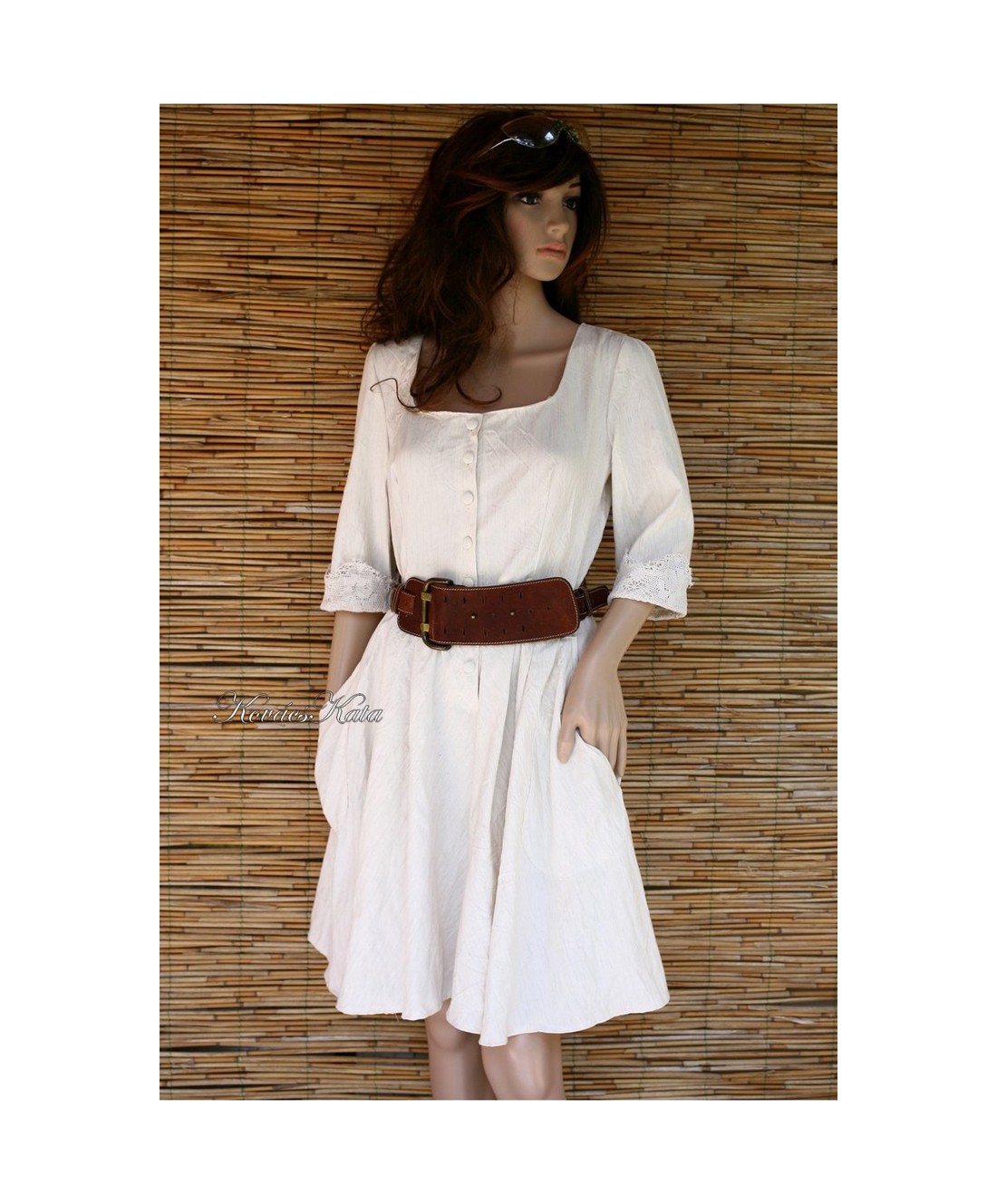 COLLEGE - rochie din in - îmbrăcăminte și modă - haine damă - rochie, dintr-o bucată - Artynos.ro