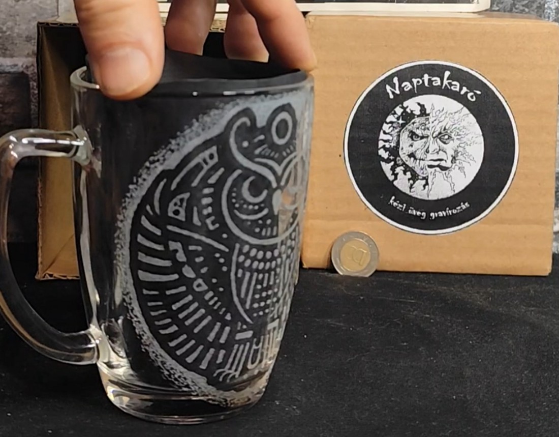 Cană de sticlă cu model de bufniță  -  - Artynos.ro