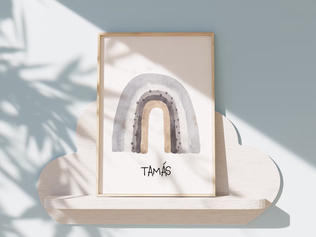 Imagine personalizată pentru camera copiilor, decorațiuni pentru camera bebelușului, vulpe, lună, curcubeu, set de artă de perete de 3 -  - Artynos.ro