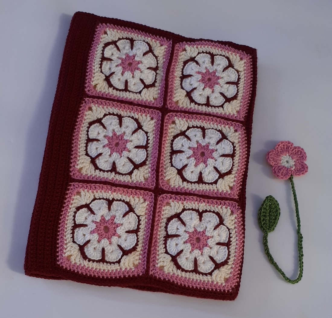 Set capac de carte croșetat 100% microfibră acrilic fire capac de carte + marcaj croșetat floare -  - Artynos.ro