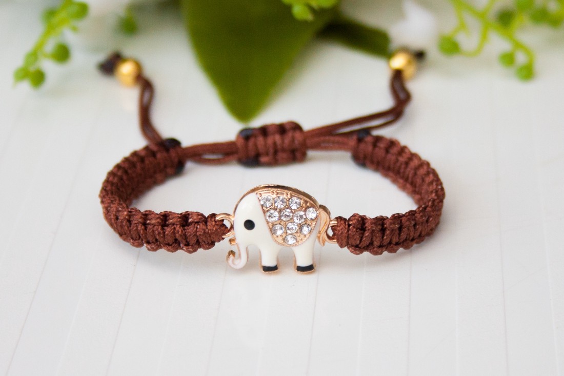 Brățară macramé împletită - Elephant brown -  - Artynos.ro