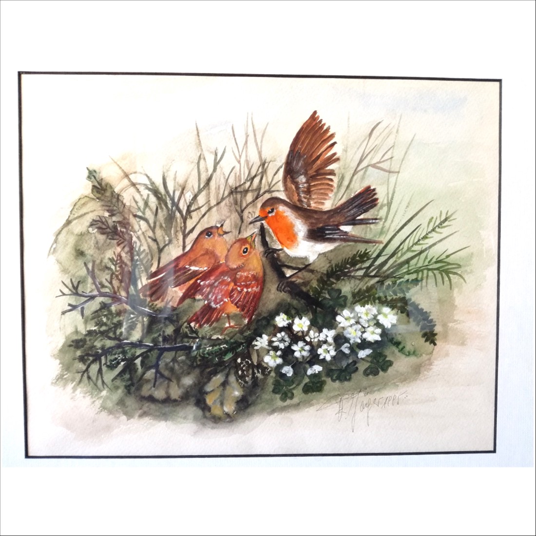 Păsări, pictură drăguță în tempera sau acuarelă - arte vizuale și accesorii  - picturi - acuarele picturi - Artynos.ro