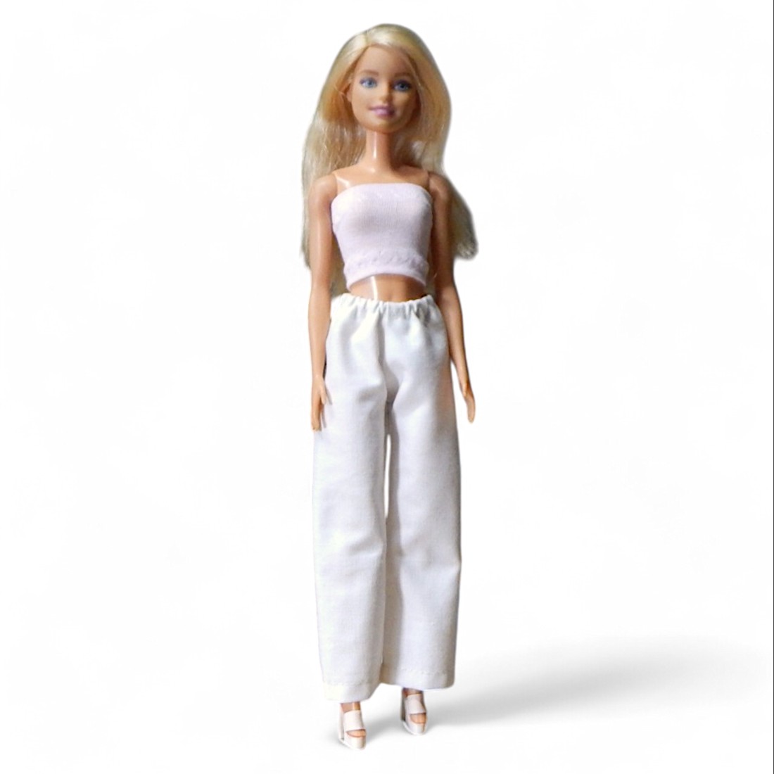 Pantaloni largi din pânză albă � ținută pentru păpuși de tip Barbie (a065fh) -  - Artynos.ro