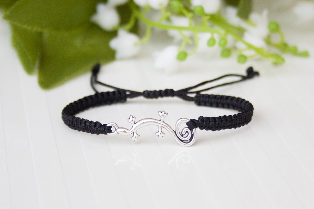 Brățară macramé împletită - Lizard negru -  - Artynos.ro