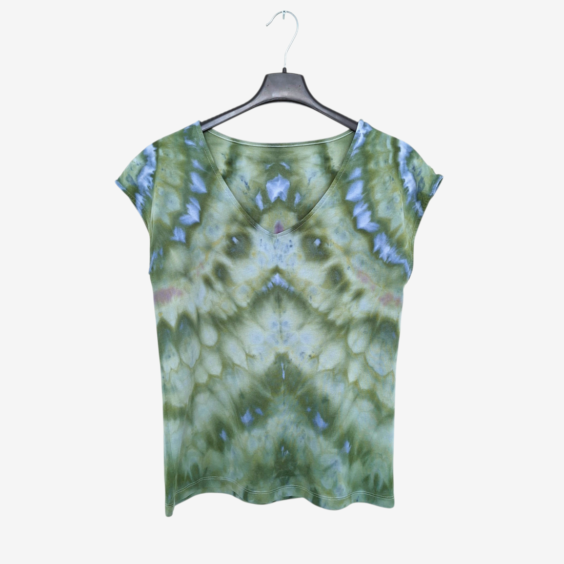 Tricou mătăsos modal bumbac vopsit manual verde - îmbrăcăminte și modă - haine damă - tricou și top de damă - Artynos.ro