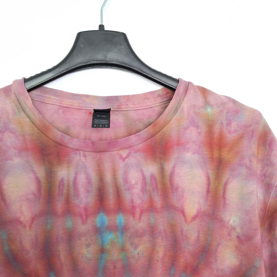 Tricou unisex bumbac vopsit manual roz, turcoaz - îmbrăcăminte și modă - haine damă - tricou și top de damă - Artynos.ro