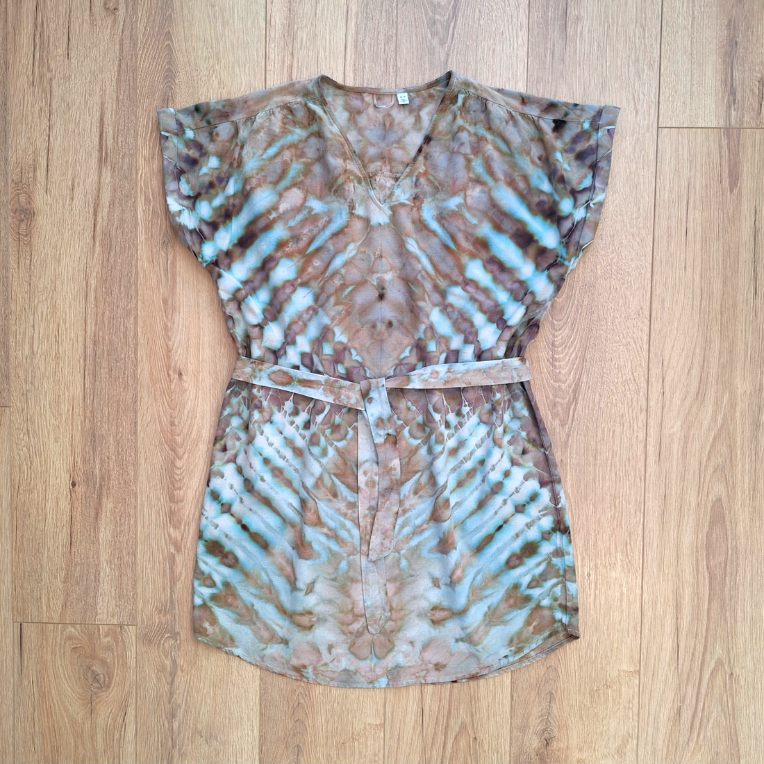 Rochie tunică de vară boho vopsită manual unicat - îmbrăcăminte și modă - haine damă - rochie, dintr-o bucată - Artynos.ro