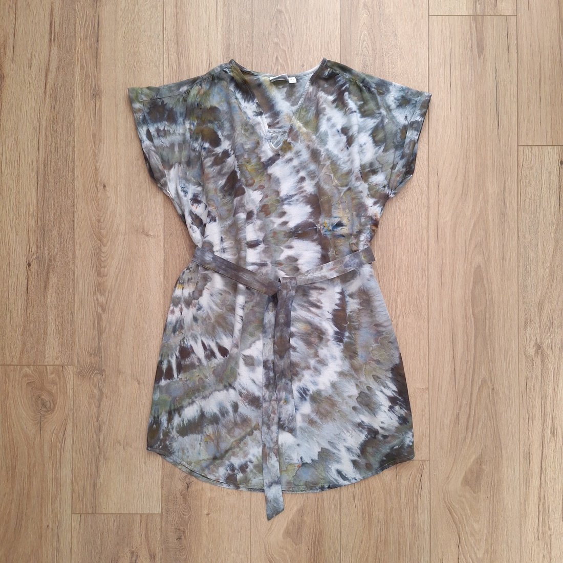 Rochie tunică vaporoasă de vară boho khaki unicat - îmbrăcăminte și modă - haine damă - rochie, dintr-o bucată - Artynos.ro