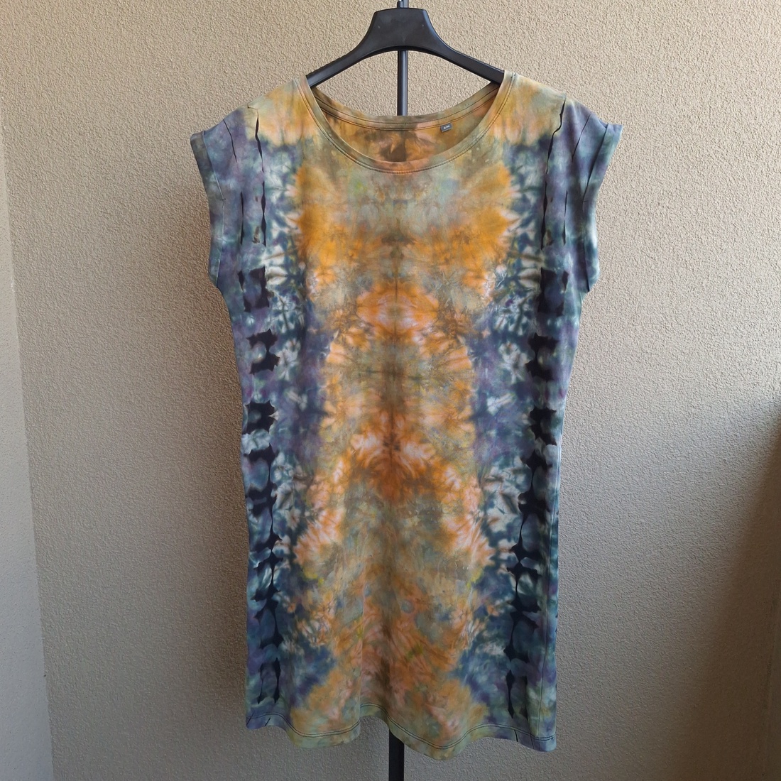 [S-M] Rochie bumbac unicat boho ruginiu albastru - îmbrăcăminte și modă - haine damă - rochie, dintr-o bucată - Artynos.ro