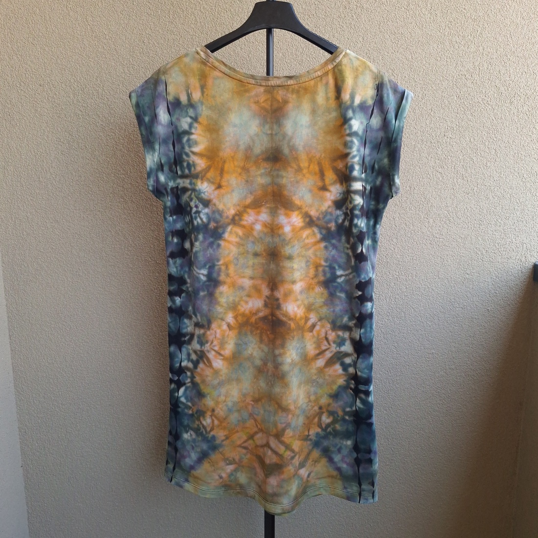 [S-M] Rochie bumbac unicat boho ruginiu albastru - îmbrăcăminte și modă - haine damă - rochie, dintr-o bucată - Artynos.ro