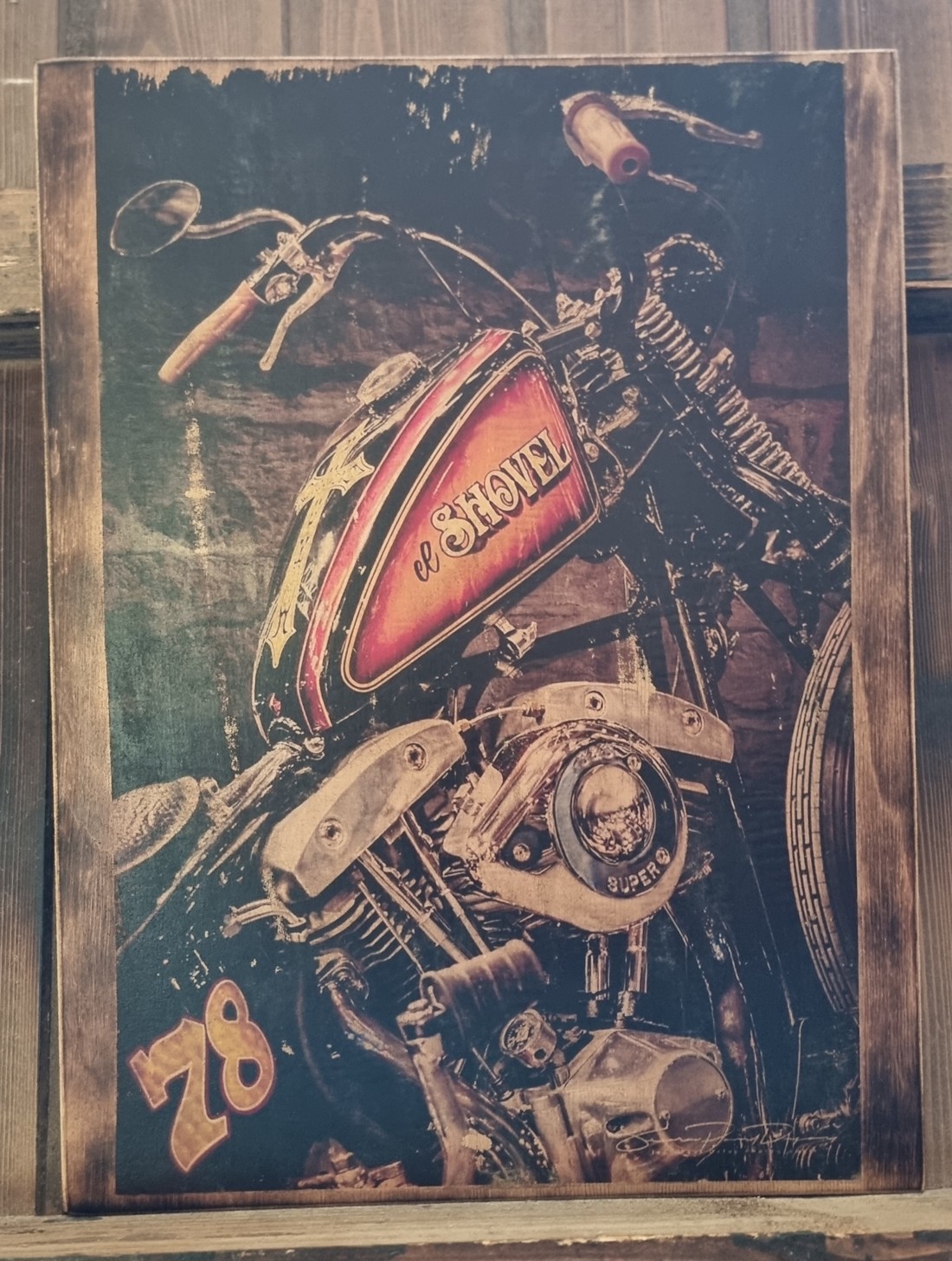 Harley Davidson imagine din lemn - casă & stil de viață - accesorii pentru decorat casa - picturi murale - artă de perete din lemn - Artynos.ro