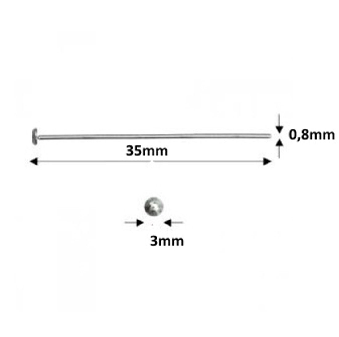Accesorii pentru bijuterii din argint 925: băț de montare cu capăt unghiular 35 x 0,8mm -  - Artynos.ro