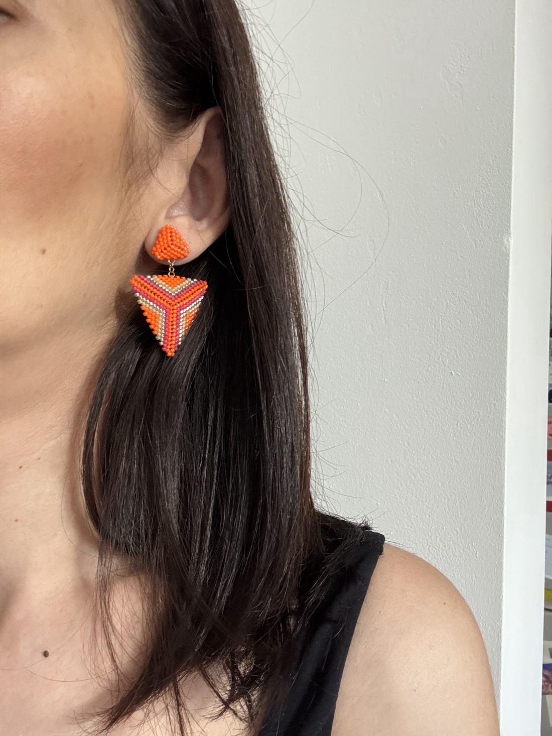 Cercei statement Portocala - bijuterii - cercei - cercei din mărgele - Artynos.ro