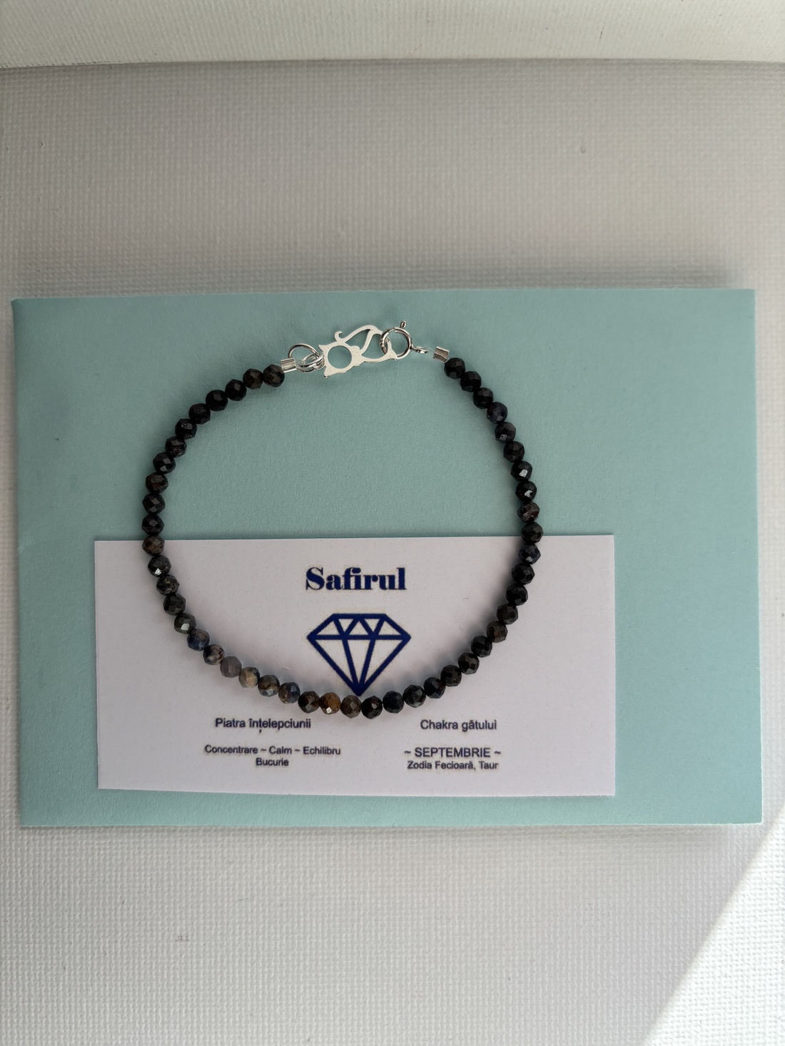 Bratara safir bleumarin si pisicuta argint - bijuterii - brățări - brățări din pietre semiprețioase - Artynos.ro