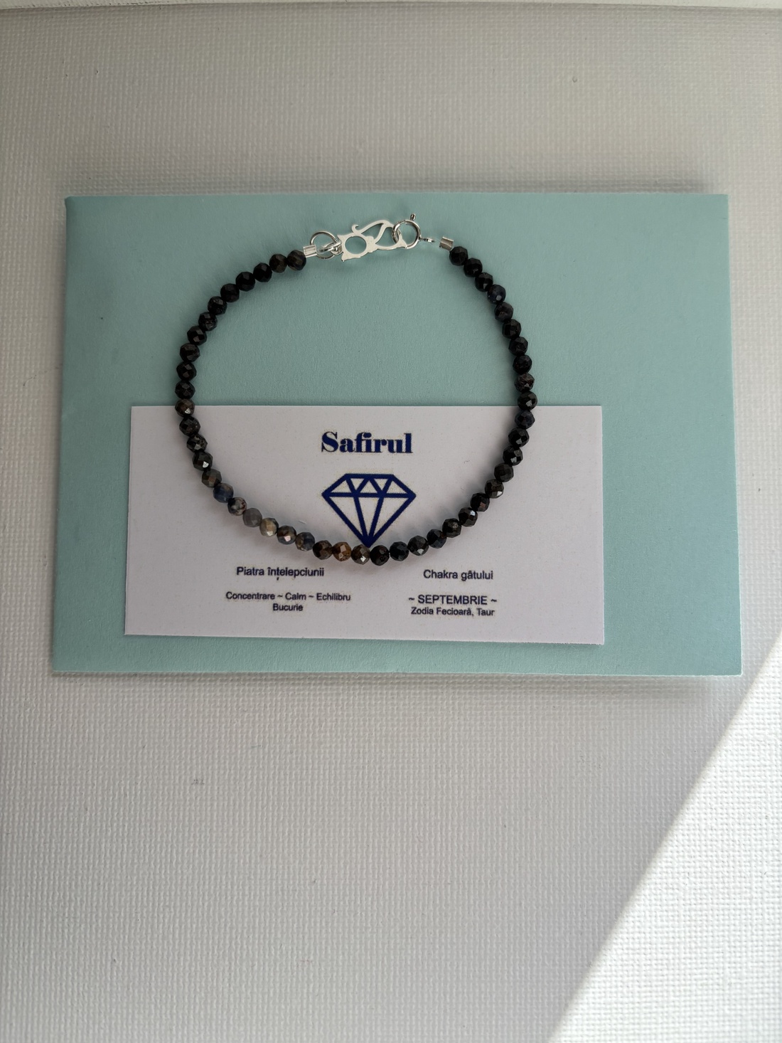 Bratara safir bleumarin si pisicuta argint - bijuterii - brățări - brățări din pietre semiprețioase - Artynos.ro