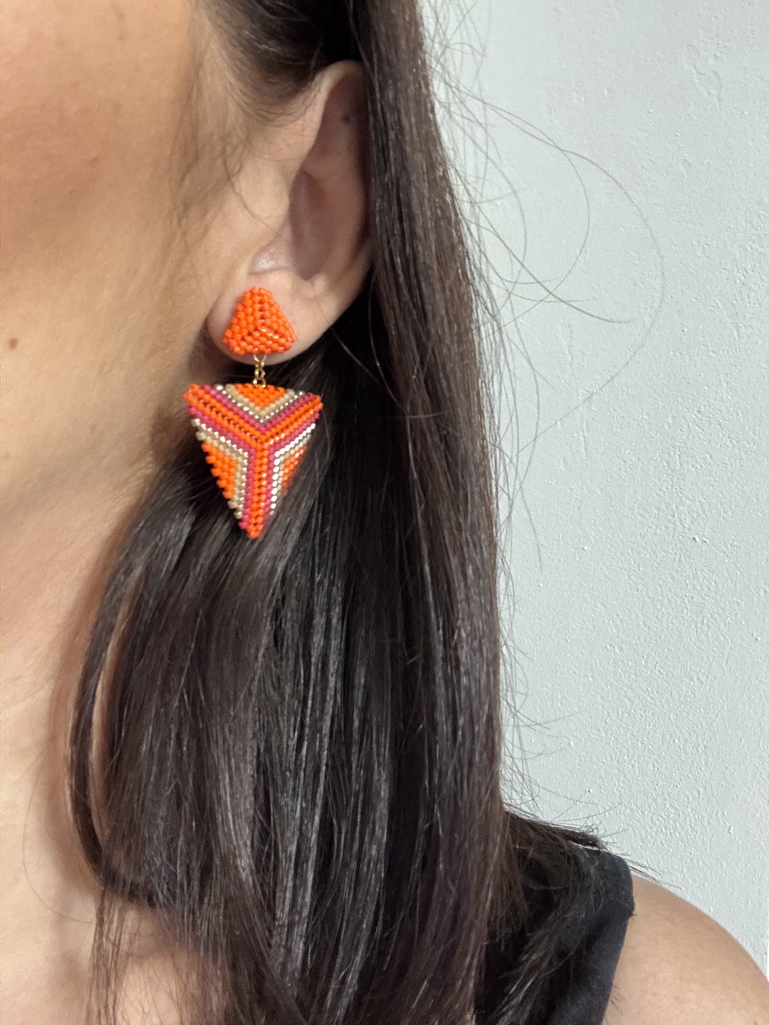 Cercei triunghi mari - bijuterii - cercei - cercei din mărgele - Artynos.ro