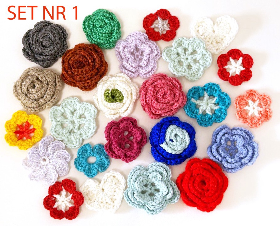 Lot aplicatii crosetate - casă & stil de viață - decorațiuni de casă - accesorii florale - flori la fir - Artynos.ro