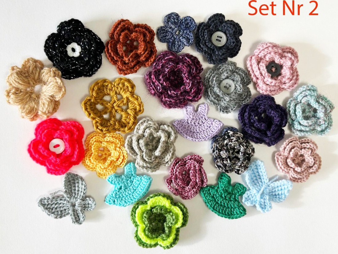 Lot aplicatii crosetate - casă & stil de viață - decorațiuni de casă - accesorii florale - flori la fir - Artynos.ro