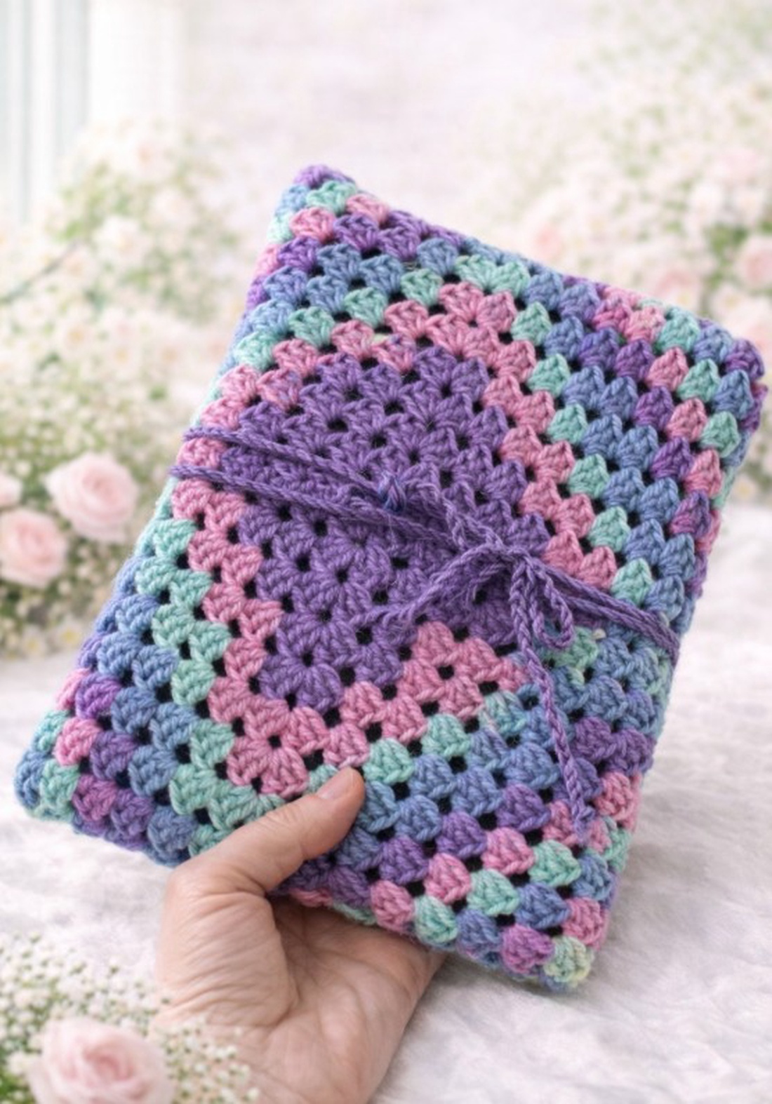 Husa crosetata pentru jurnal, agenda, carte - cărți și creații cu tematică muzicală, cadouri - husă de carte - Artynos.ro