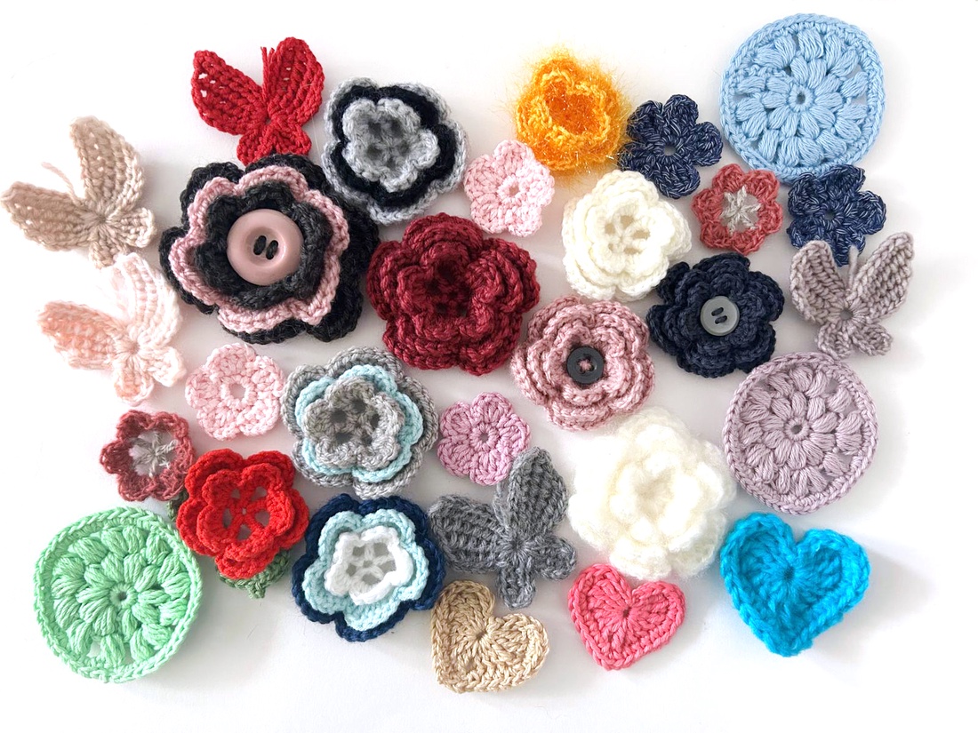 Lot aplicatii crosetate - casă & stil de viață - decorațiuni de casă - accesorii florale - flori la fir - Artynos.ro