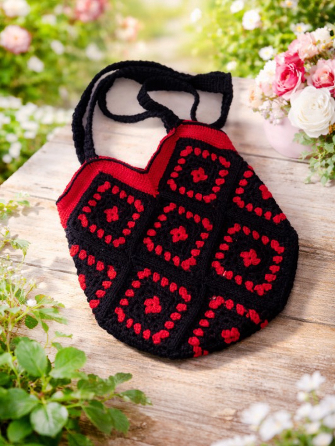 Sacosa nuante rosu/ negru - genți și portofele - geantă pentru cumpărături - totebaguri - Artynos.ro