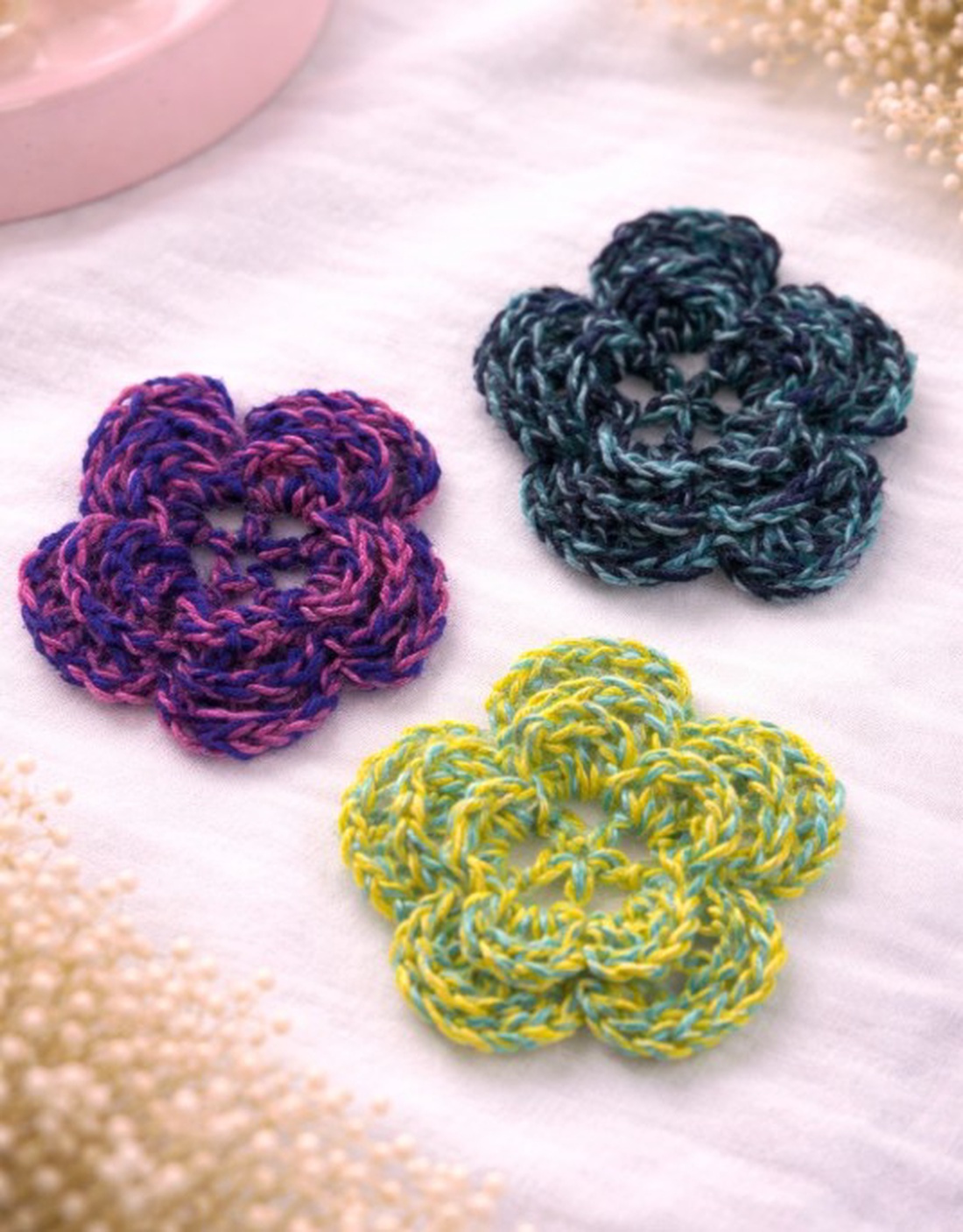 Set flori croșetate decorative  - casă & stil de viață - decorațiuni de casă - accesorii florale - flori la fir - Artynos.ro