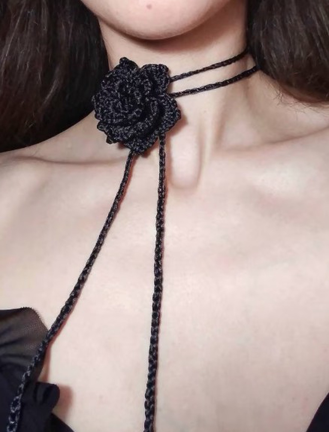  Choker negru crosetat - bijuterii - coliere - chockere - Artynos.ro