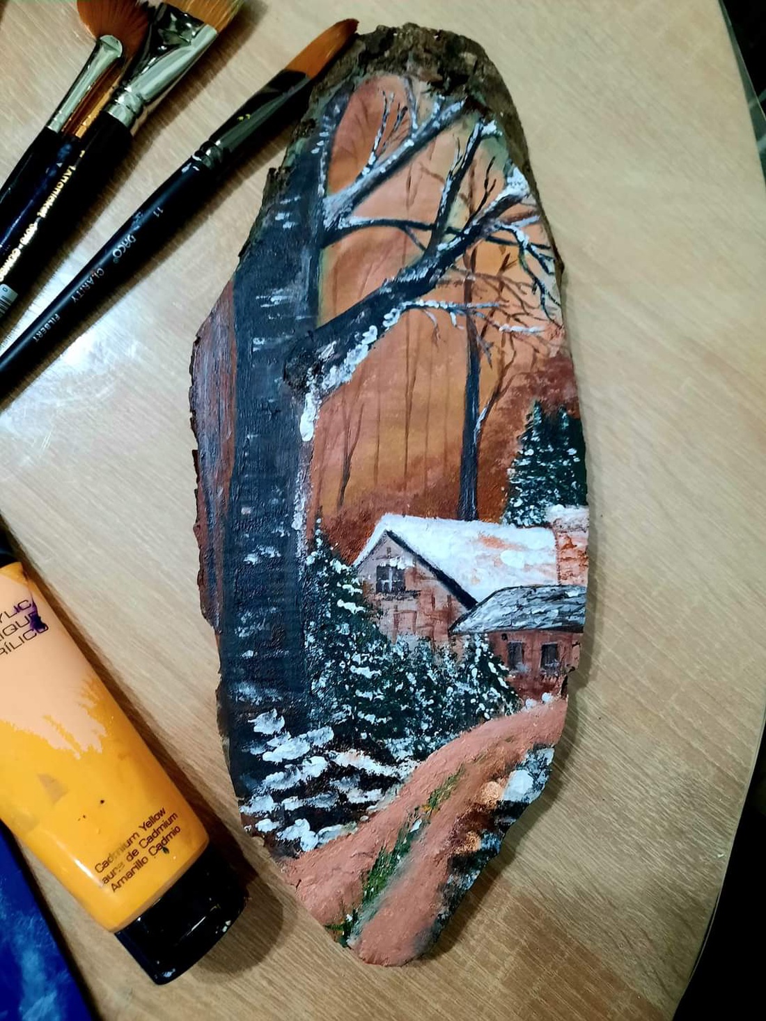 Pictura pe lemn de brad  - arte vizuale și accesorii  - picturi - acuarele picturi - Artynos.ro