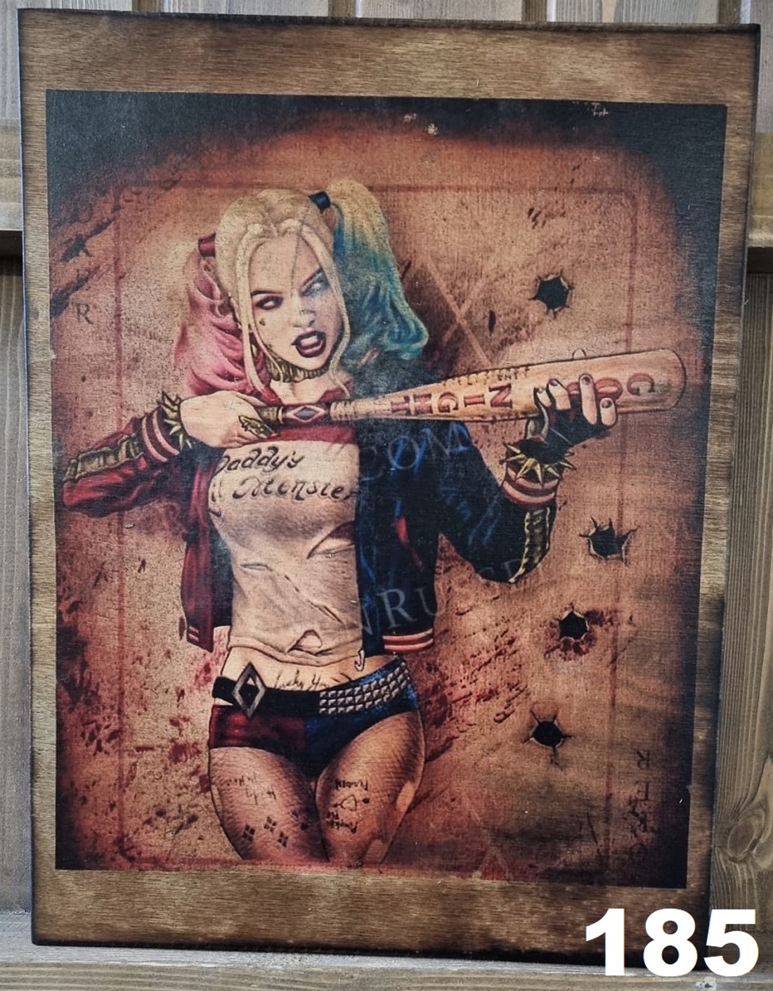 Harley Quinn poza din lemn - casă & stil de viață - accesorii pentru decorat casa - picturi murale - artă de perete din lemn - Artynos.ro