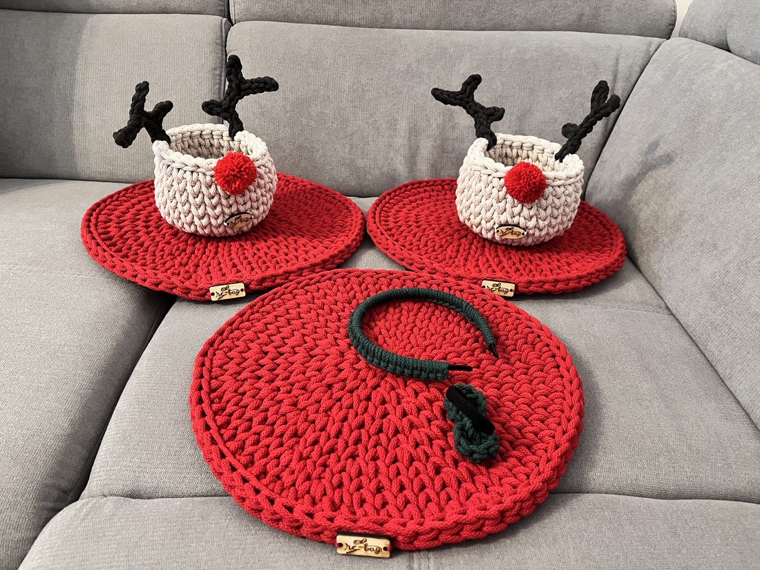 Coșuleț depozitare de crăciun în formă de Rudolf - crăciun - decorațiuni de crăciun de casă - decor pentru masă de crăciun - Artynos.ro
