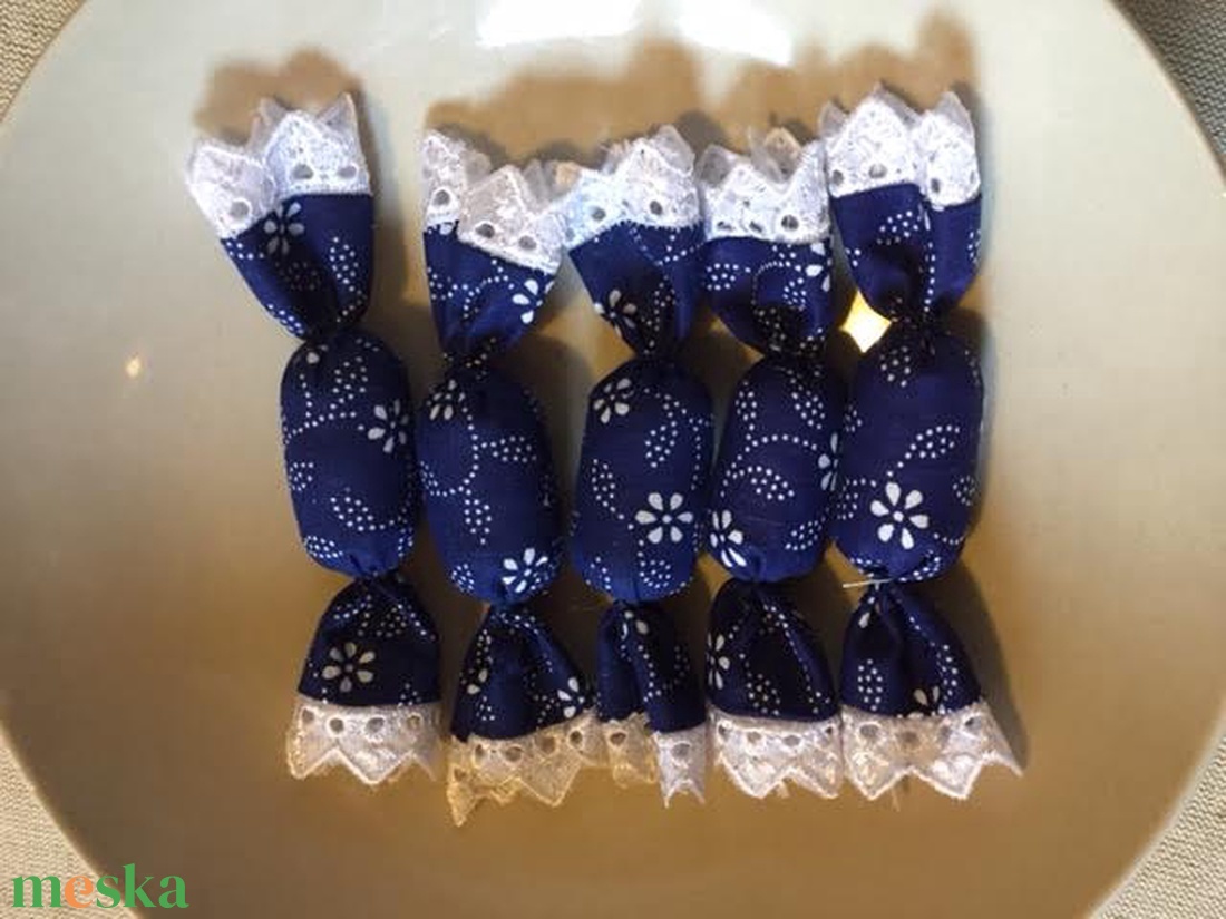 Textil szaloncukor, kékfestő - crăciun - decorațiuni de crăciun de casă - figurine pentru pomul de crăciun - Artynos.ro