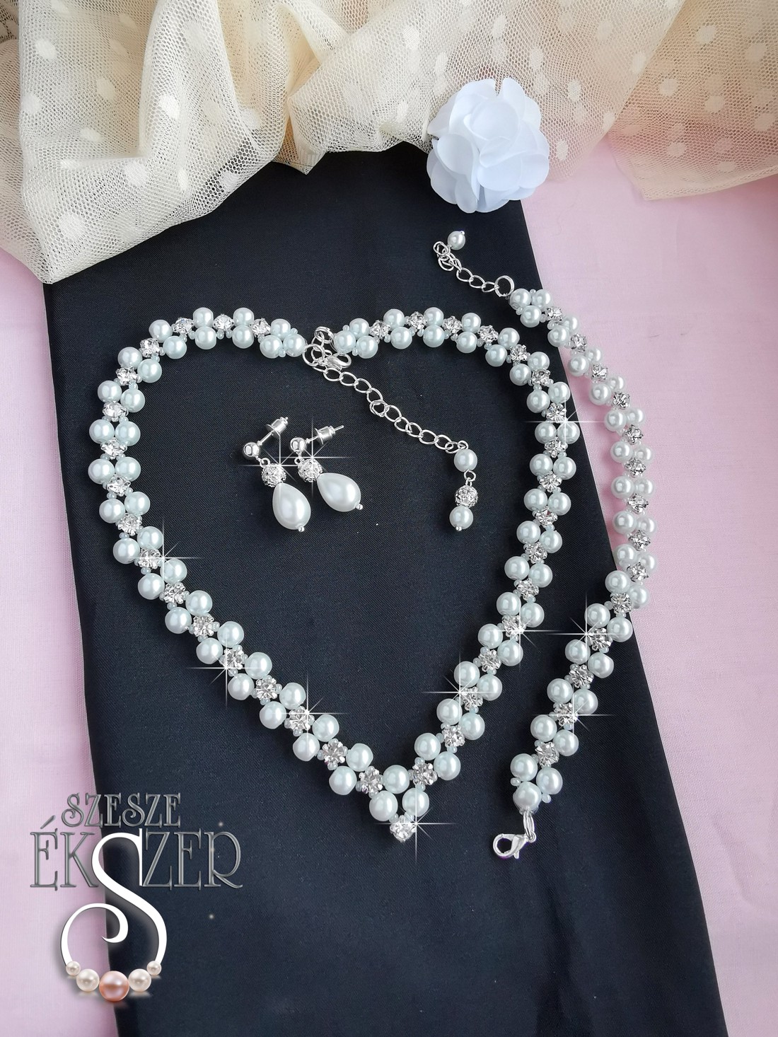 Set de eleganță - accesorii nuntă - bijuterii mireasă - set bijuterii de mireasă - Artynos.ro