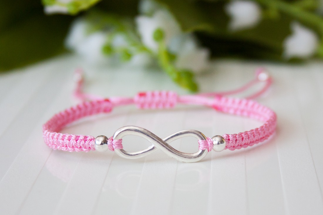 Brățară Macrame împletită - Infinity Pink -  - Artynos.ro