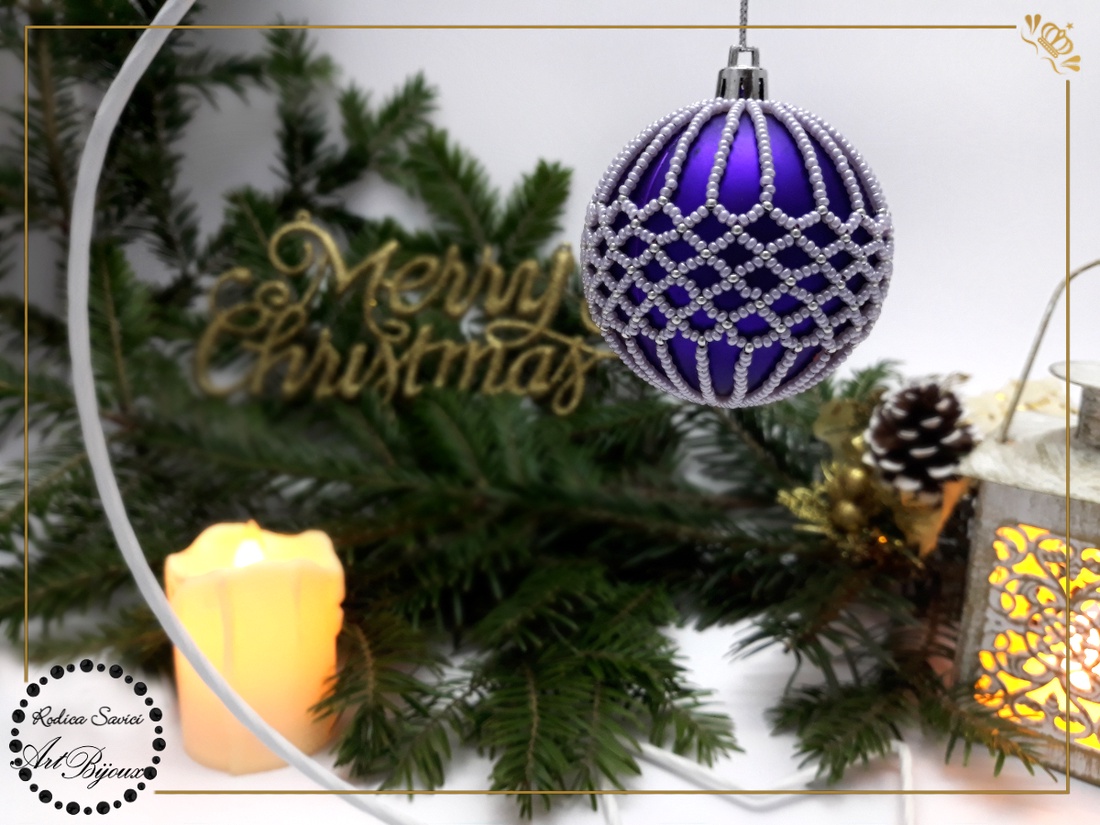 Globuleț Crăciun decorat cu mărgele - mov cu plasă lila - accesorii de crăciun - decorațiuni de crăciun de casă - decorațiuni pentru pomul de crăciun - Artynos.ro Globuleț Crăciun decorat cu mărgele - mov cu plasă lila - accesorii de crăciun - decorațiuni de crăciun de casă - decorațiuni pentru pomul de crăciun - Artynos.ro
