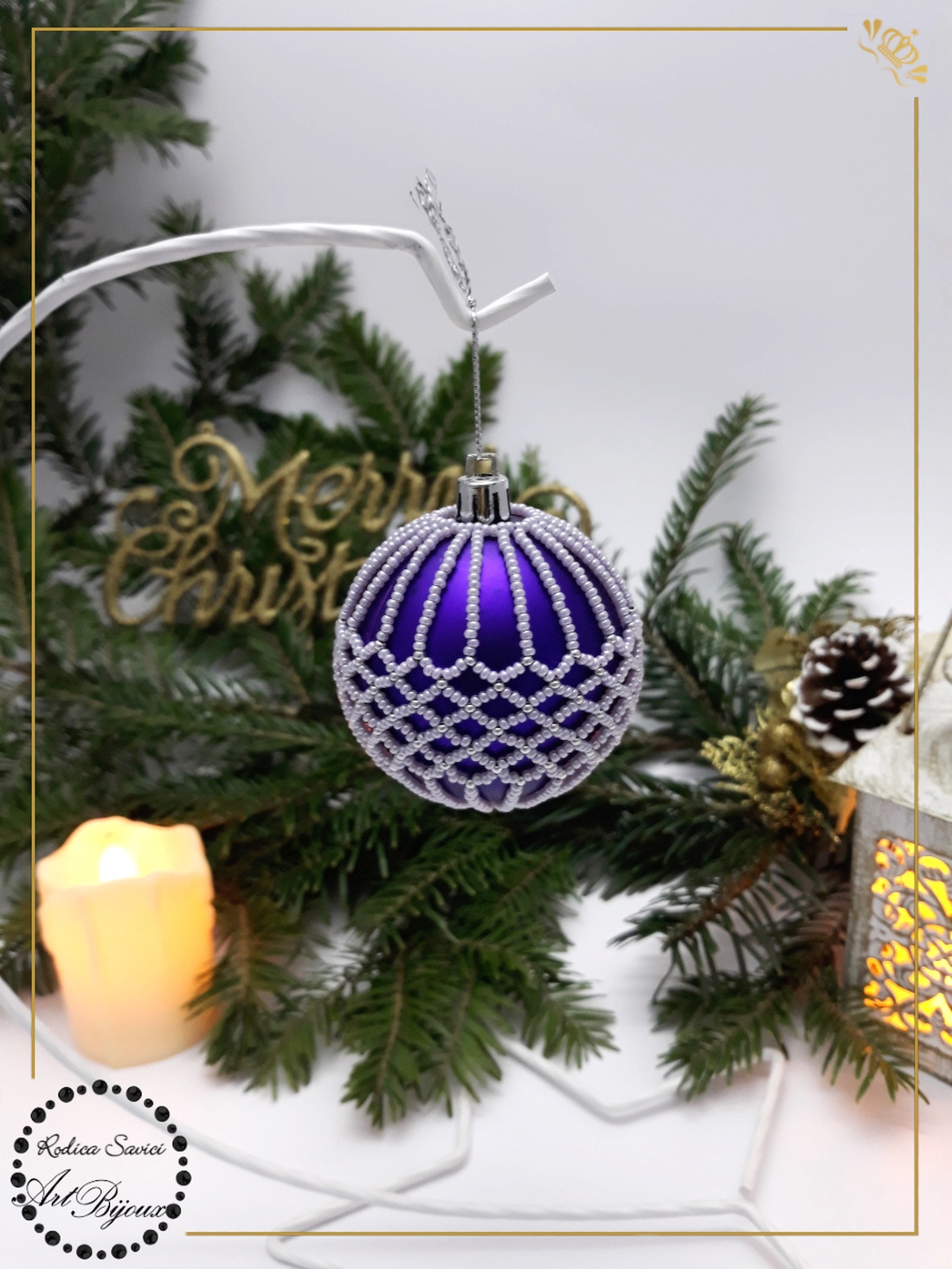 Globuleț Crăciun decorat cu mărgele - mov cu plasă lila - accesorii de crăciun - decorațiuni de crăciun de casă - decorațiuni pentru pomul de crăciun - Artynos.ro Globuleț Crăciun decorat cu mărgele - mov cu plasă lila - accesorii de crăciun - decorațiuni de crăciun de casă - decorațiuni pentru pomul de crăciun - Artynos.ro