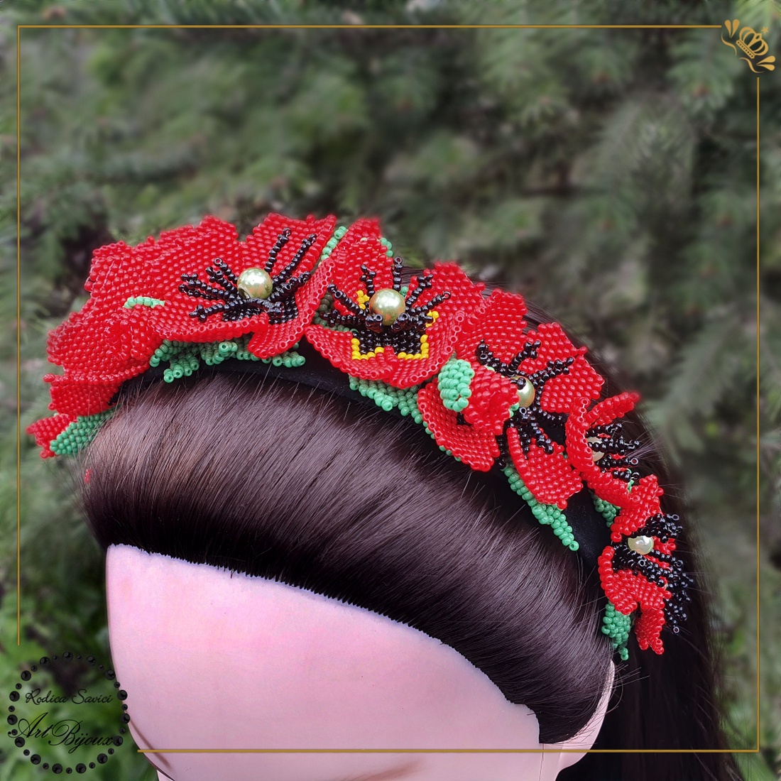 BENTIȚĂ - CORDELUȚĂ cu maci - îmbrăcăminte și modă - accesorii păr - bandă de păr și agrafe păr - Artynos.ro