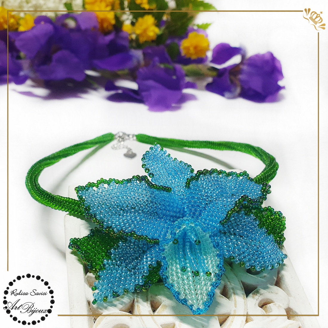 Colier ORHIDEE BLEU  - bijuterii - coliere - coliere statement - Artynos.ro