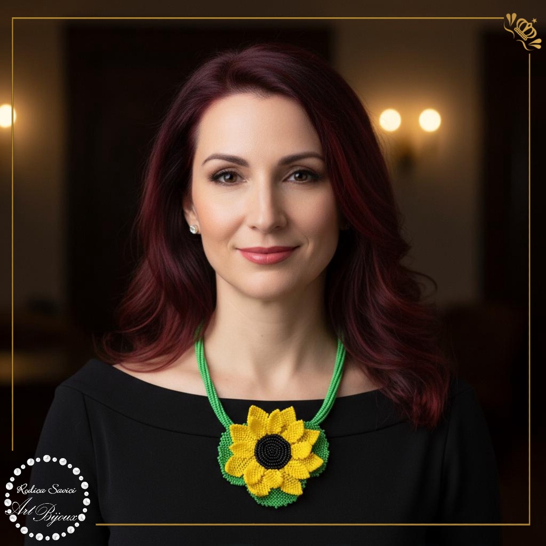 Colier FLOAREA SOARELUI - bijuterii - coliere - coliere din mărgele - Artynos.ro