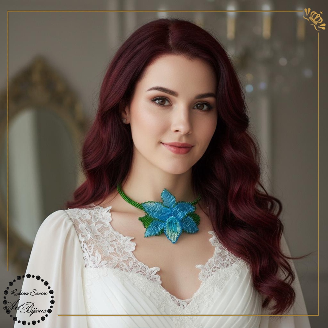 Colier ORHIDEE BLEU  - bijuterii - coliere - Artynos.ro