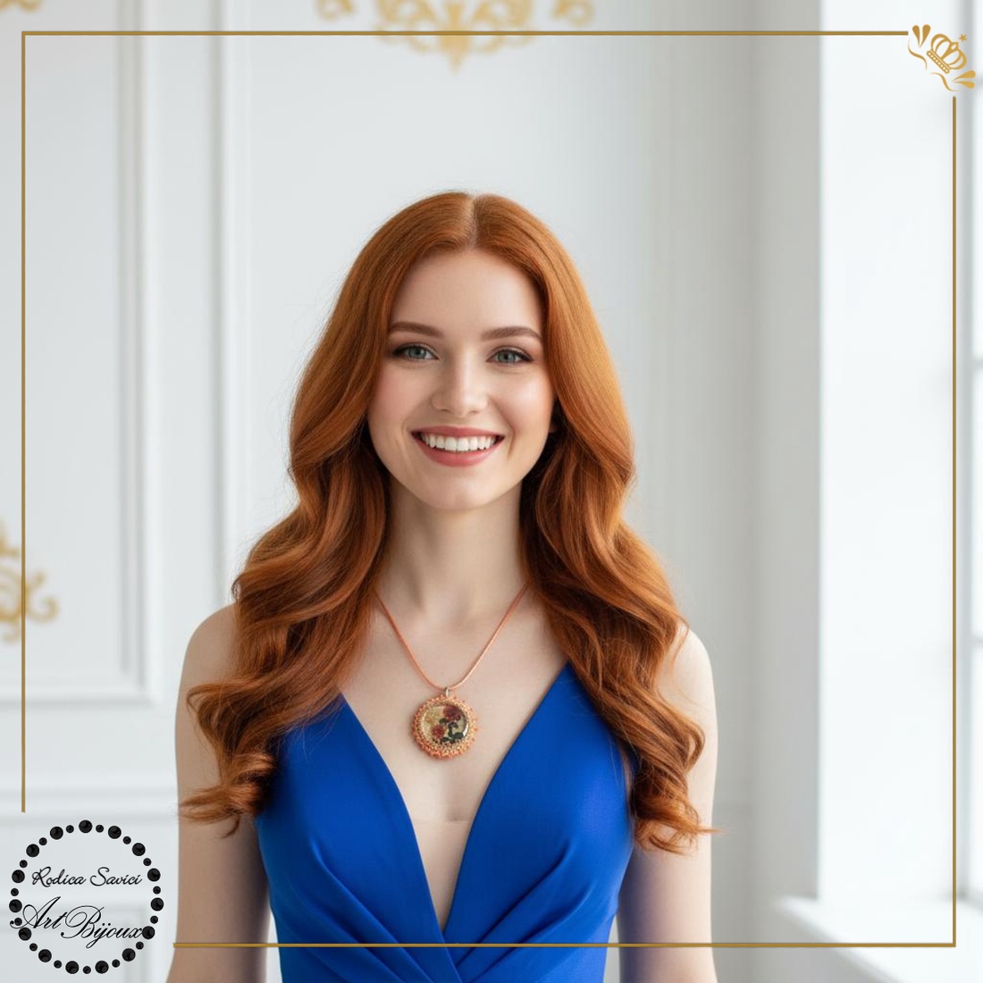 PANDANTIV trandafiri cu margine portocalie - Nr.4 - bijuterii - coliere - pandative - Artynos.ro