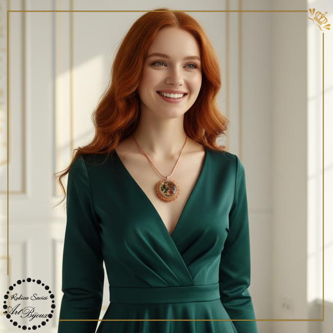 PANDANTIV trandafiri cu margine portocalie - Nr.6 - bijuterii - coliere - pandative - Artynos.ro