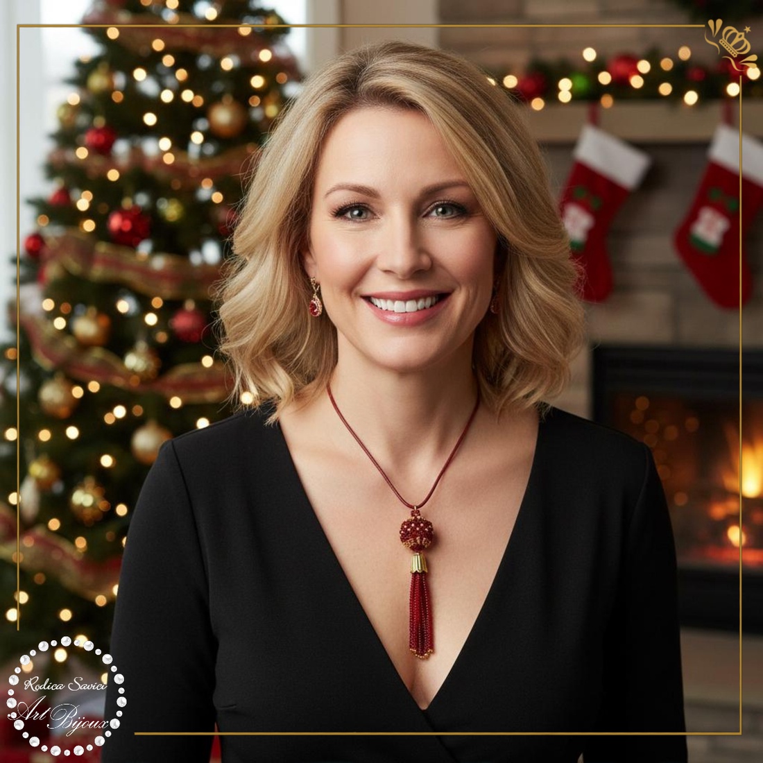 PANDANTIV BILUȚĂ CU FRANJURI bordeaux cu auriu - bijuterii - coliere - pandative - Artynos.ro